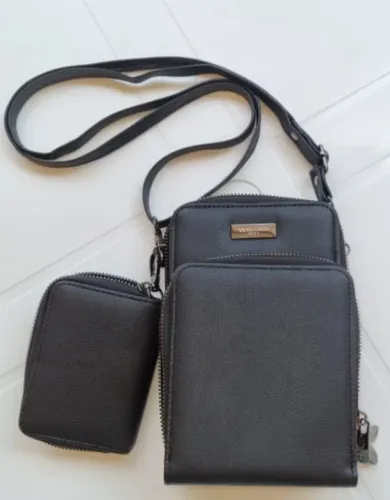 Bolsa Transversal Porta Celular - Nova, Preta, Multi Bolsos 20x13x7cm