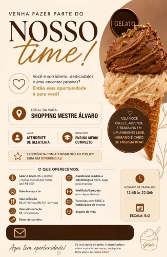 Atende de Gelateria Shopping Mestre Álvaro