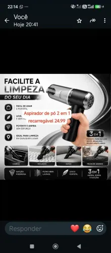 Aspirador TB soprador recaregavel