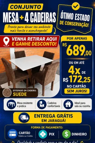 Conjunto Mesa + 4 Cadeiras EM ÓTIMO ESTADO