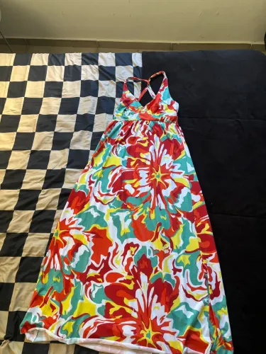 vestido longo mercatto estampado m