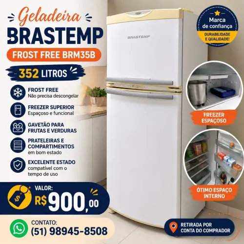 ? **Geladeira Brastemp Frost Free BRM35B - 352 Litros** ? Ótimo estado de conservação!