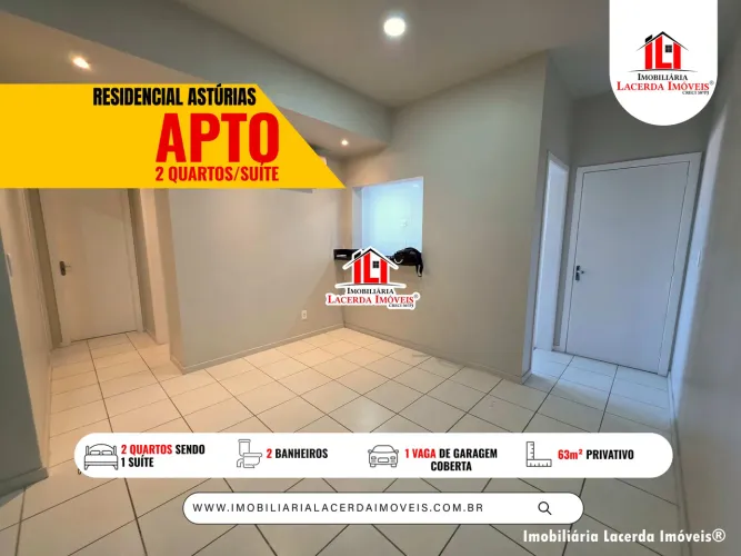 Condomínio Astúrias - Apartamento 63m² com 2 Quartos sendo 1 Suíte e Varanda Ampla em Flor