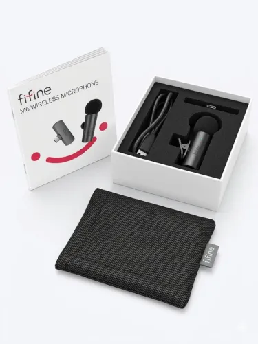 Microfone Lapela Sem Fio Fifine M6 - USB-C - Novo/Aberto apenas para teste