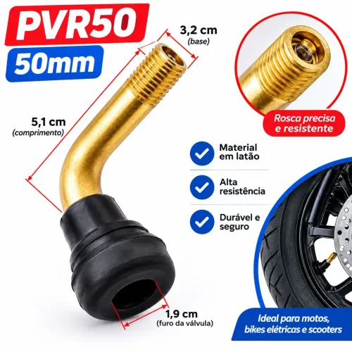 Válvula Curvada PVC 50 para Pneu Scooter Elétrica (Unidade)