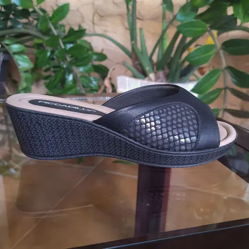 Sandália Anabela Preta Piccadilly, Nº 34 - Confortável e Leve