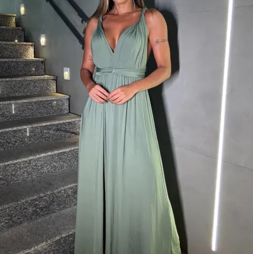 Vestido longo multiformas verde