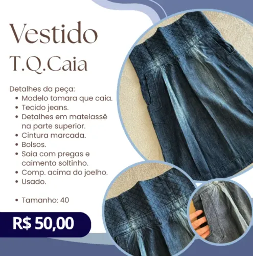 Vestido Jeans T.Q.Caia - Tam. 40