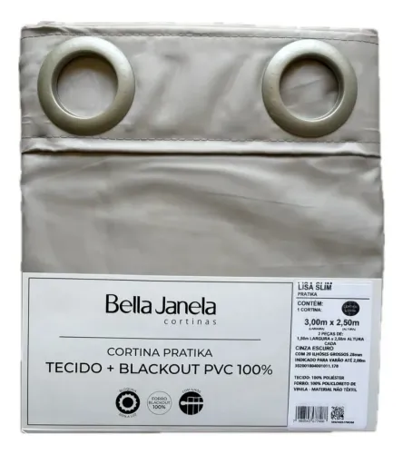 cortina tecido + blackout pvc 100%