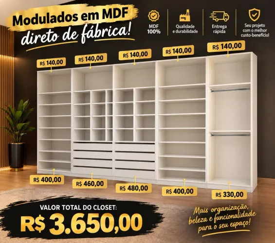 Modulados em MDF direto de fábrica!
