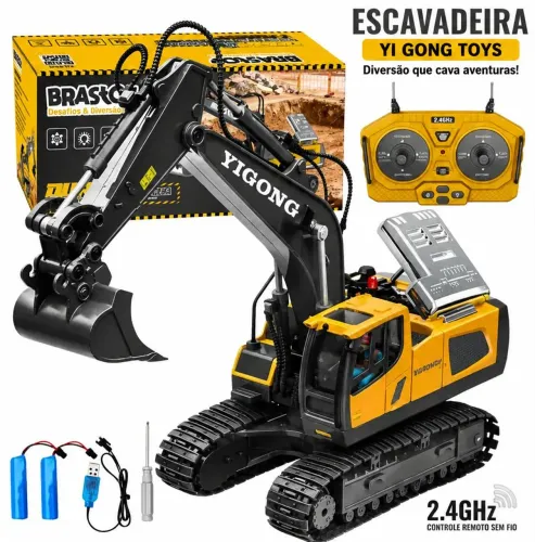 Escavadeira RC YIGONG 11 Canais 2.4GHz - Super Realista!