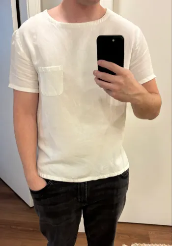 Camiseta Zara Man Branca Linho 
