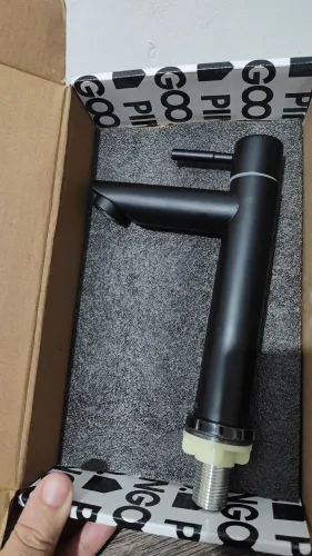Torneira Para Banheiro em Aço inox Escovado Baixa Amazonas Pingoo - Preto