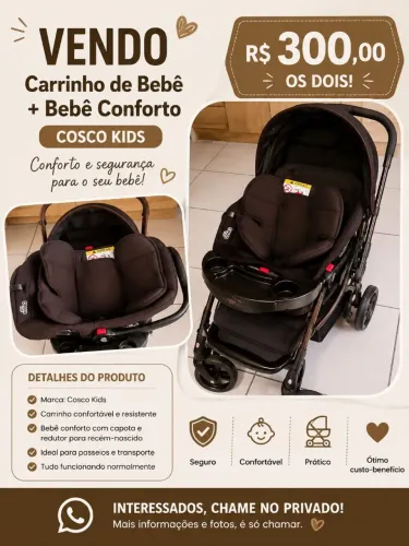 Carrinho de bebê + bebê conforto