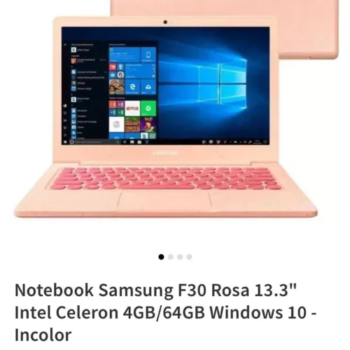 notebook samsung f30 rosa 13.3" intel celeron 4gb/64gb windows 10 - incolor