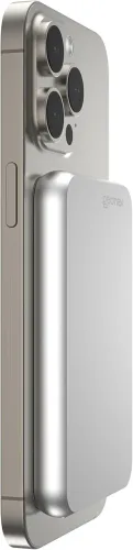 Power Bank Geonav 5.000mAh MagSafe Ultraslim Prateado - (Novo, Lacrado)