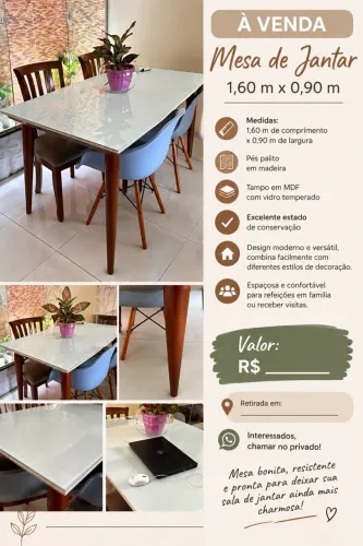 Mesa para 06 cadeiras