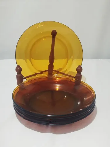 conjunto de 6 pratos fundos âmbar duralex X111,em vidro temperado 11