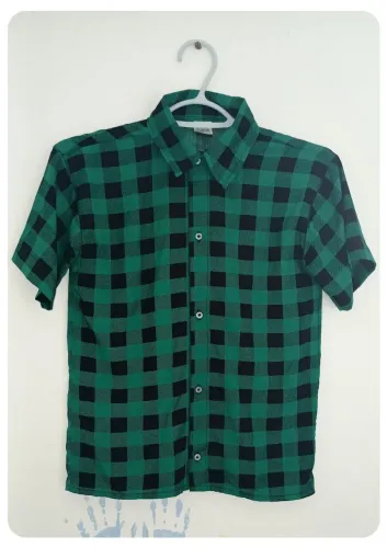 Camisa Xadrez Verde/Preto Infantil