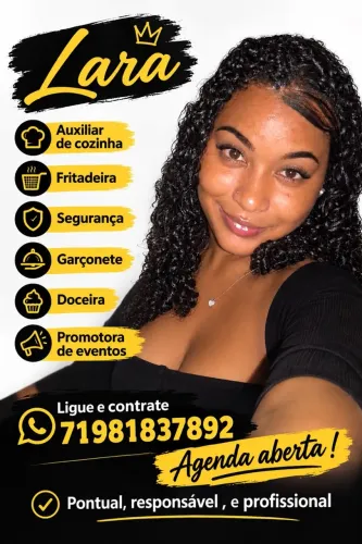Estou disponível para trabalhar em diárias , fixo e extras !