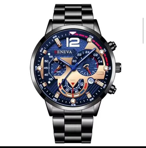 Relógio Masculino Geneva G0160 Luxo Aço Inoxidável Premium