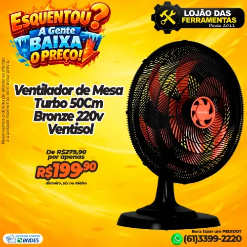 Ventilador de Mesa Turbo 50Cm Bronze 220v Ventisol