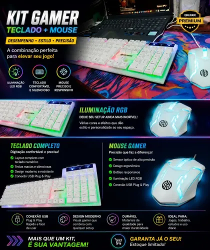 VENDO KIT GAMER TECLADO E MOUSE BRANCO