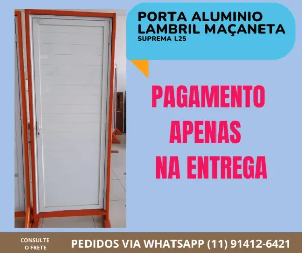 porta aluminio lambril branca 2.10x0,80