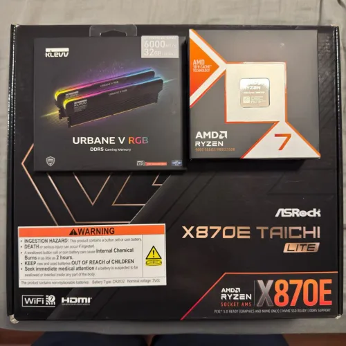 Kit am5 Ryzen 9800x3d + x870e Taichi lite + 32gb 6000mhz