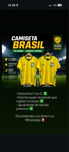 Camisa do Brasil jogador 