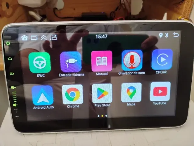 Multimídia H-Tech 1 DIN 9" Tela Rotativa Android 12 CarPlay GPS