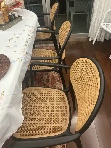 6 CADEIRAS RATTAN c/ braço Dubai olha sintética ( NOVAS)