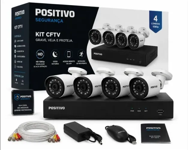 KIT CFTV Completo 4 Câmeras positivo 
