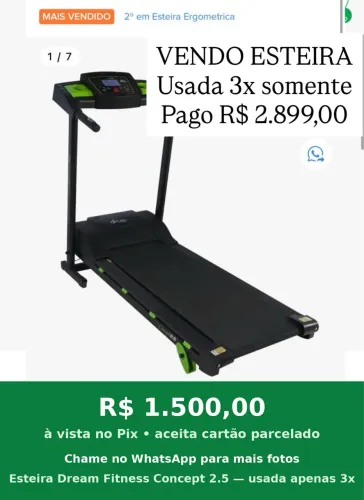 Esteira Elétrica Dream Fitness Concept 2.5 - Usada Apenas 3x