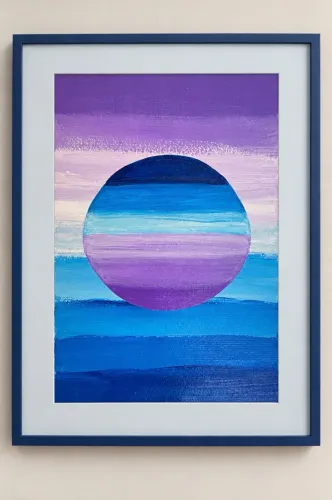 Quadro decorativo abstrato / obra de arte original Índigo