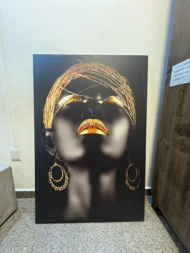 Quadro Decorativo Moderno - Preto e Dourado | Perfeito Estado