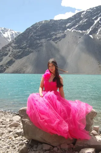 Vestido para 15 anos, longo, rosa.
