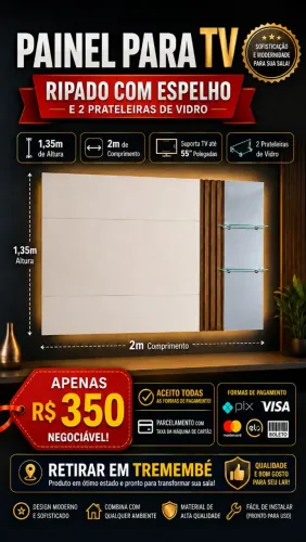 Painel para sala, suporta TV até 55"