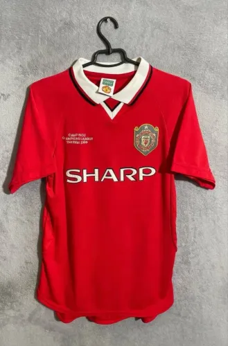 camisa manchester united 1999 vermelha retrô