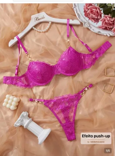 Conjunto Sutiã com Aro de Renda Feminino Nupcial Verão !!! L