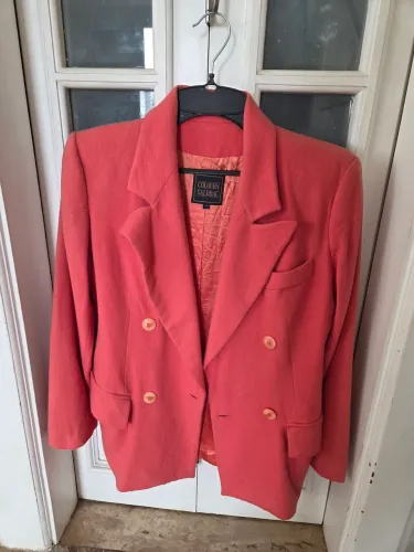 Conjunto Vintage Salmão Blazer + Saia Tam 42 | Elegante e Clássico