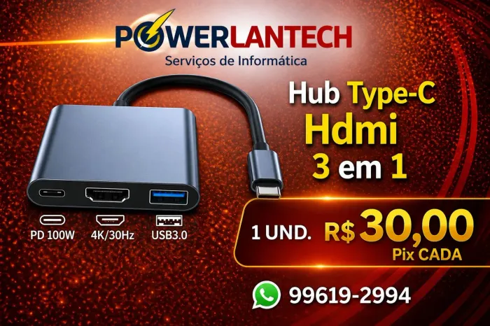 Hub Type-C Hdmi 3 em 1