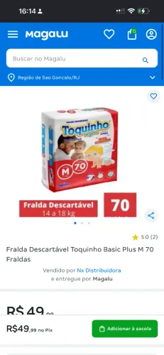 Fralda precinho para zerar o estoque