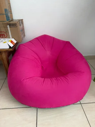 Puff Sofá Poltrona Inflável Aveludado - Rosa