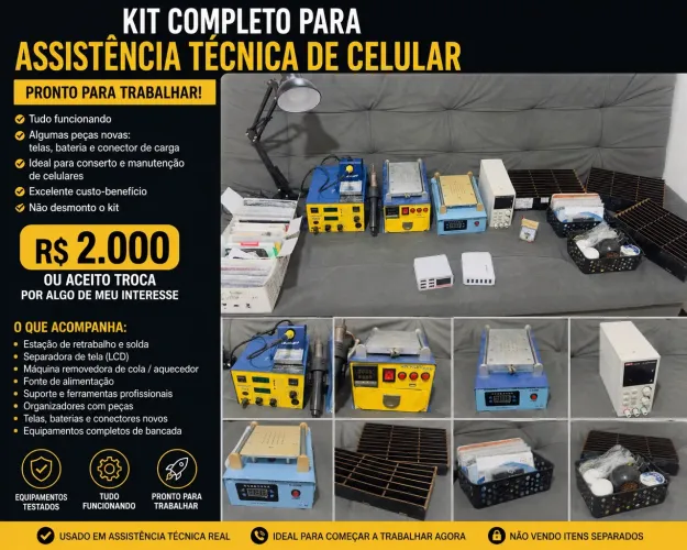 KIT COMPLETO PARA ASSISTÊNCIA TÉCNICA DE CELULAR ? PRONTO PARA TRABALHAR
