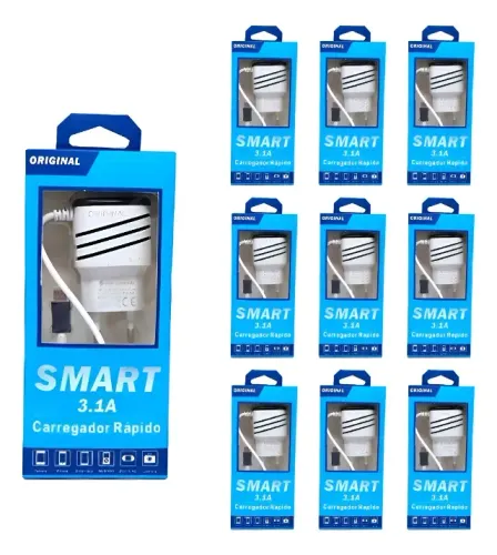 kit atacado Carregador Turbo Smart Rápido 2 Usb Tipo 5.1a