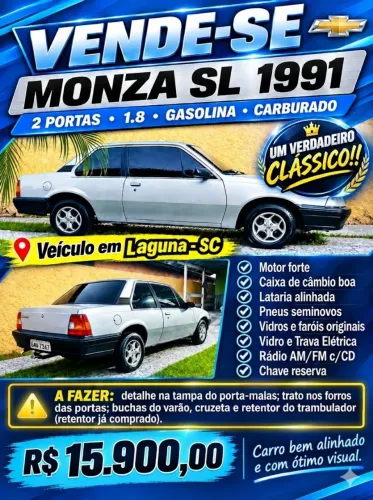 Chevrolet Monza GL 1.8 Efi/ SL/ L/ 650/barc. 2e4p 1991