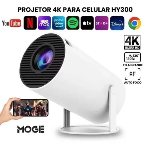 Projetor Smart Android 11 | WiFi 6 Bluetooth 5.0 | 4K Suporte | 130? | Portátil