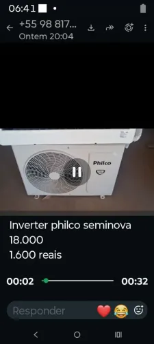Vendo instalado ar-condicionado inverter de 18 BTUs.