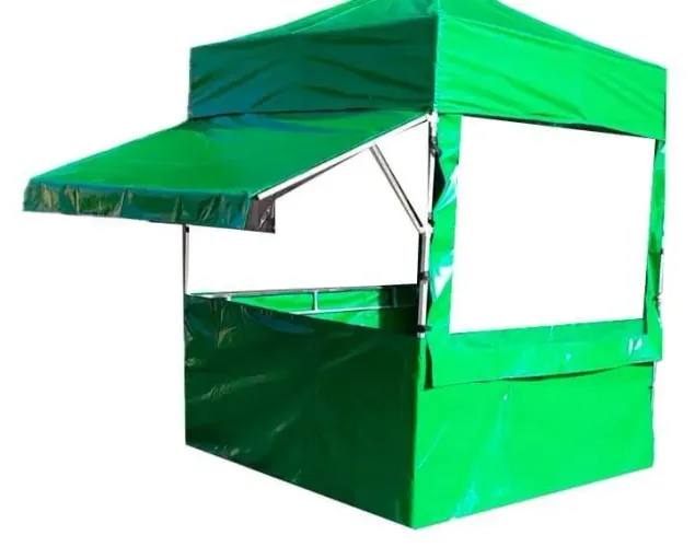 Tenda 2x2 com suporte de balcão e toldo frontal 